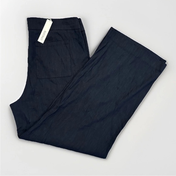 Chico's Women's Linen Wide Leg Pants Size 16 R Navy Pull On Stretch NWT $99 - Picture 1 of 16